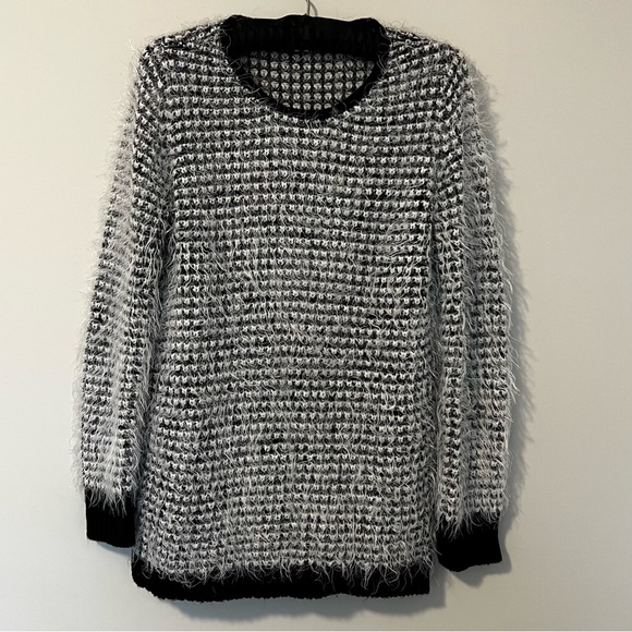 Fuzzy black and white sweater. - Picture 2 of 4